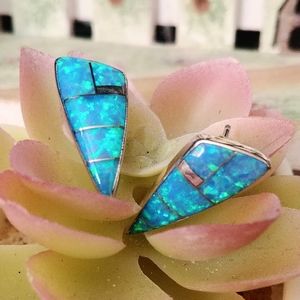 SS Fire Blue Opal post Earrings